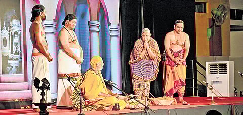 Drama artistes performing an election-based play in Tiruchy