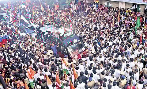 Udhaya campaigning at GKM Colony in Kolathur on Wednesday