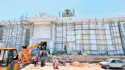 The underconstruction Sri Keshava Spoorti Mandir at Kandakurthi village