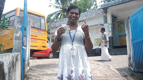 Parvathy poses after casting her vote