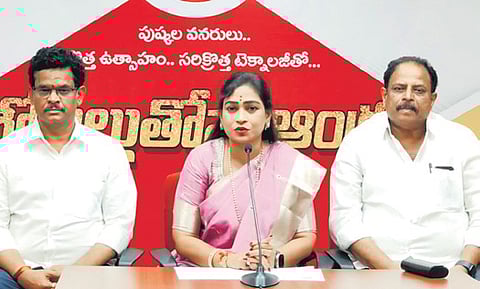 Home Minister Vangalapudi Anitha addressing a press conference in Visakhapatnam on Saturday.