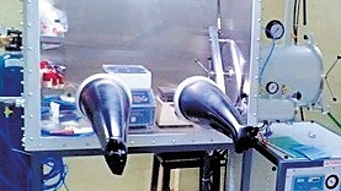 Fabrication of the perovskite solar cell being carried out at Kerala University’s Photovoltaics Research Lab