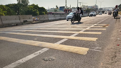 The rumble strips were laid a few months ago to prevent accidents.