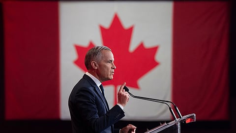 Canada's Prime Minister Mark Carney speaks at the Liberal national convention in Montreal, Saturday, April 11, 2026.