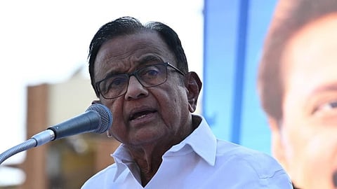 Veteran Congress leader P Chidambaram takes part in the election campaign for the DMK Coimbatore South constituency candidate V Senthil Balaji in Coimbatore on Tuesday.