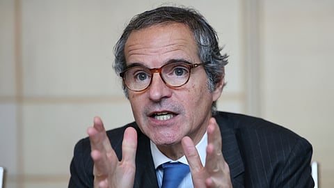 Director General of the International Atomic Energy Agency (IAEA) Rafael Grossi speaks during a press conference in Seoul, South Korea, Wednesday, April 15, 2026.