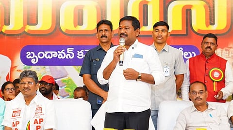 SW Minister Dr Swamy during the AP PTD (RTC) Employees Union (EU) Diamond Jubilee celebration held here in a private function hall on Wednesday.