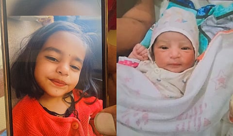 Four-year-old Anika and a month-and-a-half-old Trisha.