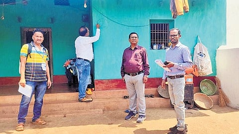 House listing exercise underway at a village in Kotia on Thursday.