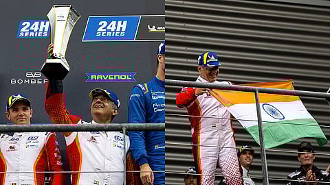 Ajith lifting the trophy at Spa-Francorchamps