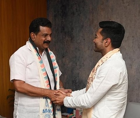 MLA P V Anvar from Nilambur assembly constituency joining TMC in the presence of MP and general secretary Abhishek Banerjee