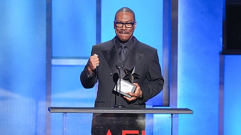 Eddie Murphy accepts the 51st AFI Life Achievement Award during a tribute to him on Saturday, April 18, 2026, at the Dolby Theatre in Los Angeles.