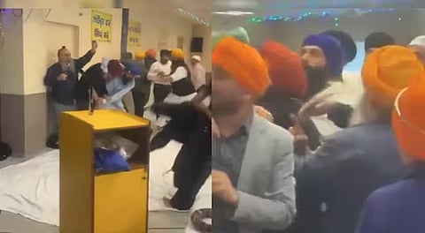 A video screengrab of the violent clash at Germany gurdwara that left 11 injured