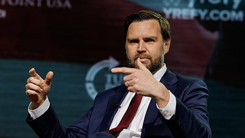 Vice President JD Vance speaks at a Turning Point USA tour stop at the University of Georgia in Athens, Ga., Tuesday, April 14, 2026.