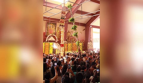 Flag hoisting ceremony held at Paramekkavu Bhagavathy Temple on Monday, marking the beginning of Thrissur Pooram rituals.