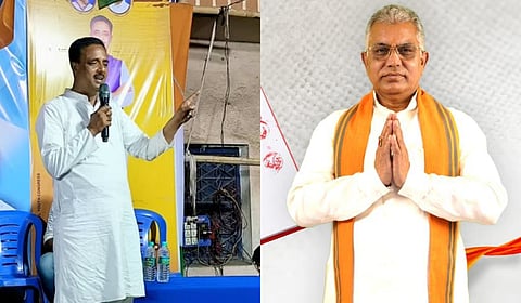 TMC's Pradip Sarkar (L) and BJP candidate Dilip Ghosh.