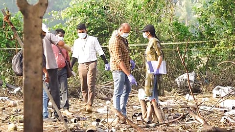 orensic officials conduct a search operation after a blast at a fireworks manufacturing unit on Tuesday night, at Mundathicode in central Kerala's Thrissur district, Wednesday, April 22, 2026.
