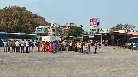 Hanamkonda bus stand RTC Employees strike.