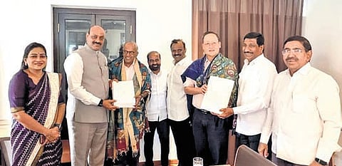 The Andhra Pradesh Ministerial delegation meets Singapore Home Minister Shanmugam on Wednesday