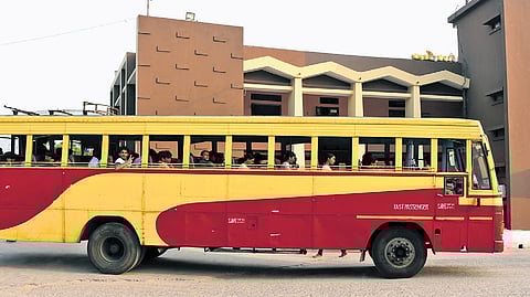 A KSRTC bus passing through Ernakulam bus station on Thursday