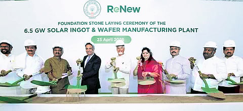 CM Nara Chandrababu Naidu laid the foundation stone for the ReNew’s 6.5 GW solar ingot & wafer manufacturing plant at Rambilli in Anakapalli district.