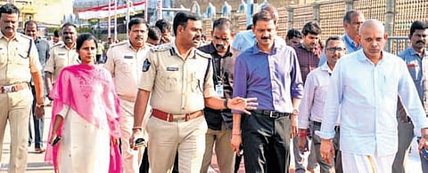 Police inspect steps for visit of Vice Prez CP Radhakrishnan to Tirumala