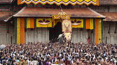 When Ernakulam Sivakumar carrying the idol of Neythalakkav Bhagavathi opened the Thekke Gopura Nada heralding Thrissur Pooram, as hundreds gathered to witness the moment
