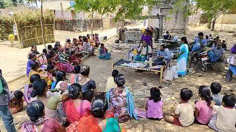 A picture of the healthcare and awareness program conducted in Karapadi village in Sitling panchayat.