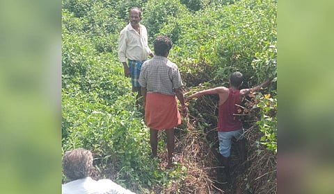 Residents of Rottikadai village in Valparai dug a way manually to connect a river stream and a well to bring the water to their village.