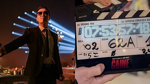 Donnie Yen as Caine in John Wick franchise (L), the spinoff film's clapboard