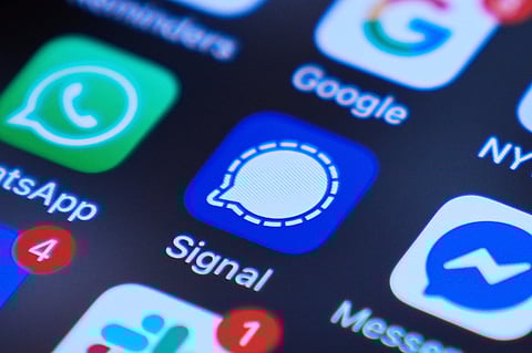 Signal app on a smartphone is seen on a mobile device screen Tuesday, March 25, 2025, in Chicago