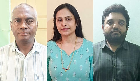 (From left) Dr Harish, Dr Divya Chethana, Dr Harshith arrested in the case
