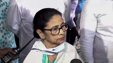 West Bengal Chief Minister Mamata Banerjee speaks to the media during the second and final phase of the state Assembly elections in Kolkata, Wednesday, April 29, 2026.