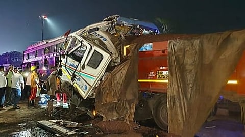 The passenger bus collided with the iron ore-laden truck on NH-143 near Sundargarh district in Odisha.