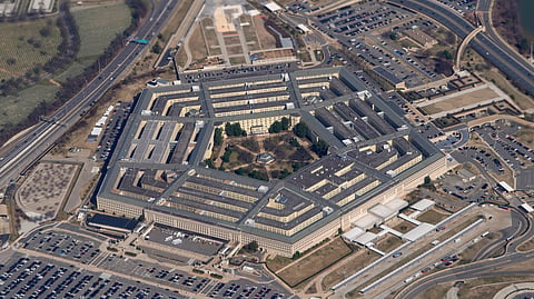 FILE - The Pentagon is seen from Air Force One as it flies over Washington on March 2, 2022
