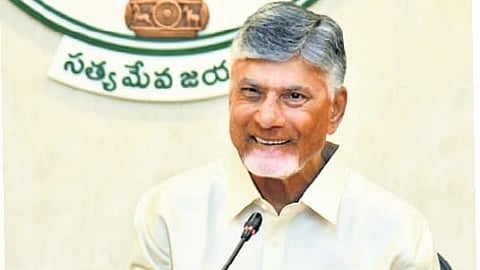 CM Nara Chandrababu Naidu during meeting with his cabinet ministers at Secretariat in Velagapudi on Thursday.