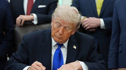 President Donald Trump in the Oval Office of the White House, Thursday, April 30, 2026, in Washington.