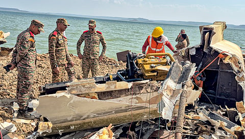 Rescue operation underway after a cruise boat carrying 29 passengers overturned in the Bargi dam reservoir due to a sudden storm, in Jabalpur district, Madhya Pradesh, Saturday, May 2, 2026.
