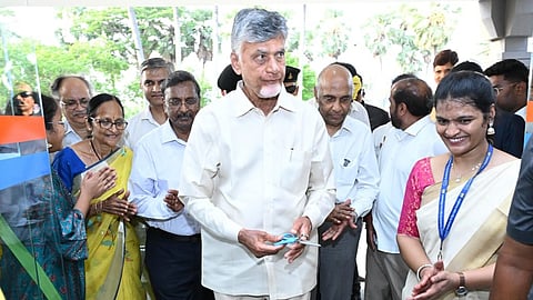 CM Nara Chandrababu Naidu inaugurates LV Prasad eye hospital at Gudlavalleru on Friday.