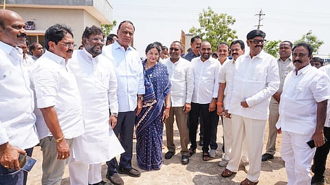 A team of legislators inspecting site for Mahanadu in Nellore district.