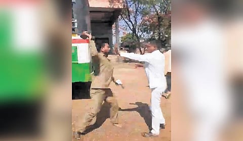 The RTC inspector was beaten up by the conductor in Telangana's Sangareddy during ticket checking.