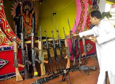 Dussehra: Cops worship arms in Odisha