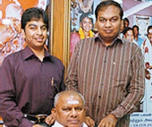 P Rajagopal with his sons P R Shivakumar and R Saravanan