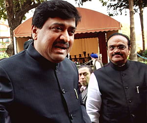 Maharashtra CM Ashok Chavan, with his deputy Chhagan Bhujbal. (Photo: PTI)