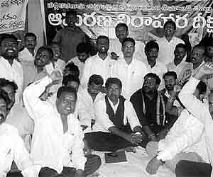 MRPS president Manda Krishna Madiga launching an indefinite fast in Hyderabad on Monday demanding classification of Scheduled castes.