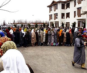 Voters queue up during the last phase of the J&K elections. (File, AP)