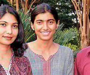 Threesome awesome: Sandhya Pentareddy, the project mentor, and VIT student Ujala Shankar.