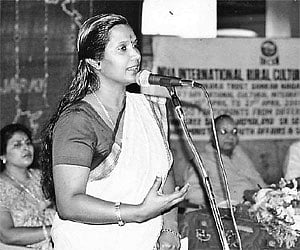 District Collector M Beena speaking at the closing ceremony of the seven-day National Integration Camp organised by the Ministry of Youth Affairs and