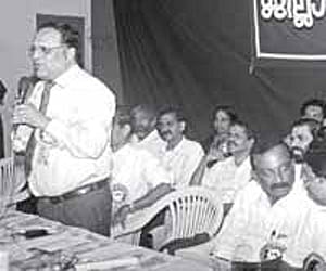 Justice K Narayana Kurup delivering the keynote address at the function organised by the Thrissur district PTA on Saturday.