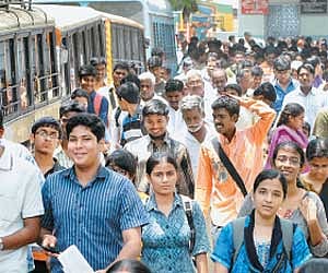 Some of the students who appeared for the All India Engineering Entrance Examination, coming out of one of the examination centres in the city on Sund